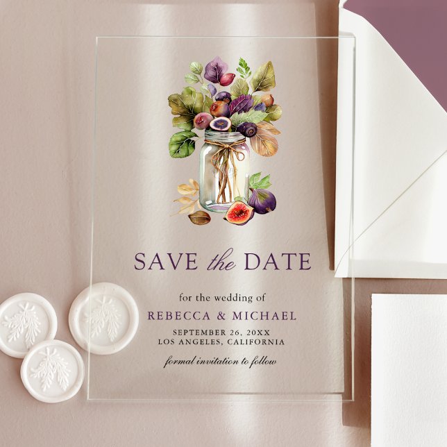 Rustic Purple Fig Mason Jar Wedding Save the Date (Creator Uploaded)