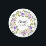 Rustic Purple Floral 70th Birthday Favor Magnet<br><div class="desc">Purple and ivory white roses create a beautifully rustic floral wreath. The birthday woman's name is written in a large script font. 70th Birthday is below. This item is part of the Rustic Purple Floral Botanical 70th Birthday collection. It contains many DIY templates that let you quickly create invitations and...</div>