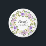 Rustic Purple Floral 70th Birthday Favor Magnet<br><div class="desc">Purple and ivory white roses create a beautifully rustic floral wreath. The birthday woman's name is written in a large script font. 70th Birthday is below. This item is part of the Rustic Purple Floral Botanical 70th Birthday collection. It contains many DIY templates that let you quickly create invitations and...</div>