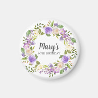 Rustic Purple Floral 90th Birthday Favor