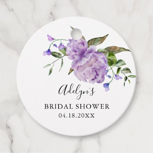 Rustic Purple Floral Bridal Shower Favor Tags