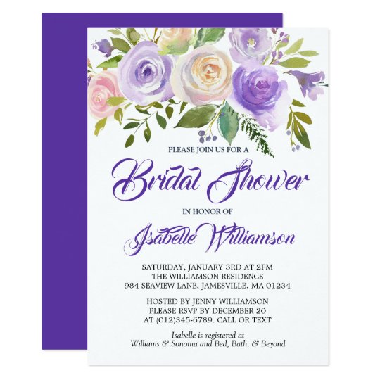 Rustic Purple Floral Bridal Shower Invitation | Zazzle.com