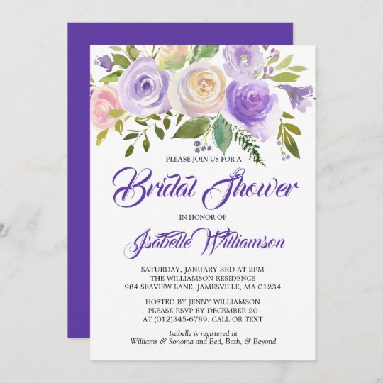 Rustic Purple Floral Bridal Shower Invitation | Zazzle.com