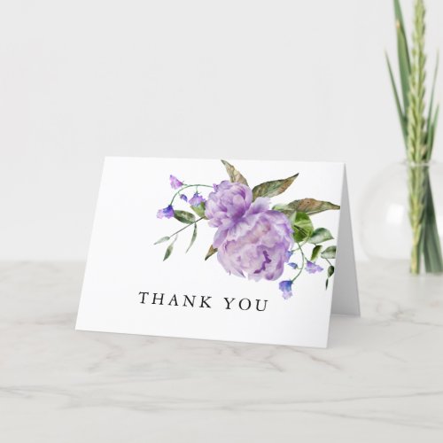 Rustic Purple Floral Bridal Shower Thank You Card