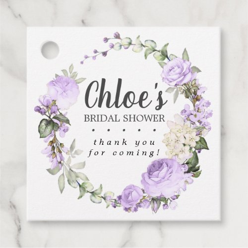 Rustic Purple Floral Bridal Shower Thank You Favor Tags
