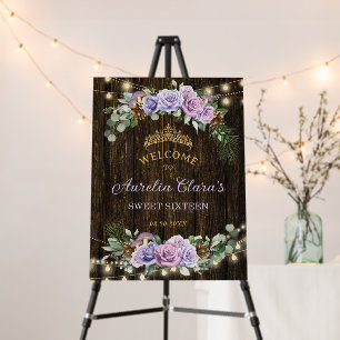 Rustic Purple Floral Enchanted Forest Sweet 16 15 Foam Board