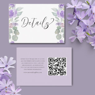 Rustic Purple Floral & Eucalyptus Wedding Details Enclosure Card