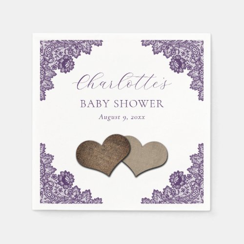 Rustic Purple Floral Lace Baby Shower