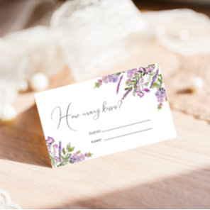 Rustic Purple Floral Lavender How Many Kisses Game Enclosure Card