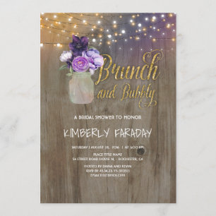 Rustic Purple Floral Mason Jar Bridal Shower Invitation