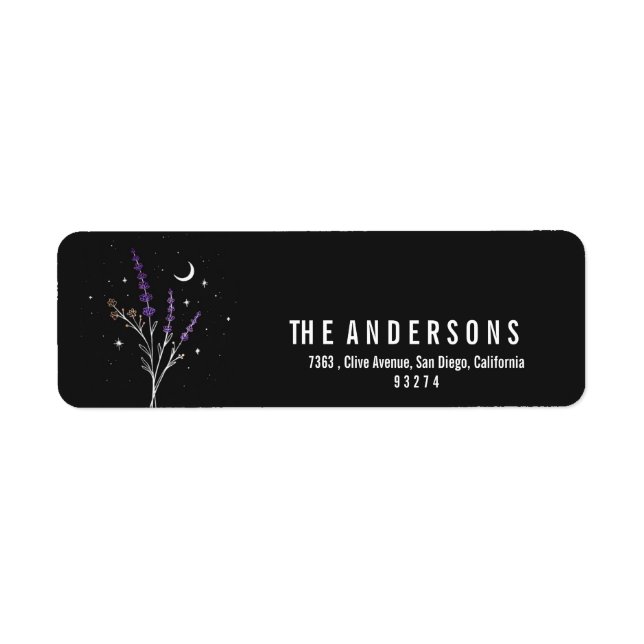 Rustic purple floral & moon label (Front)