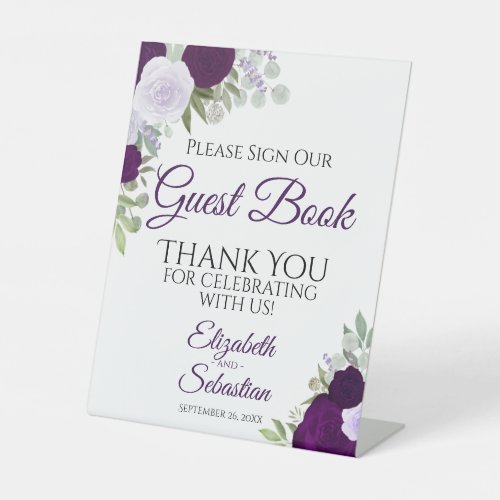 Rustic Purple Floral Please Sign Our Guest Book