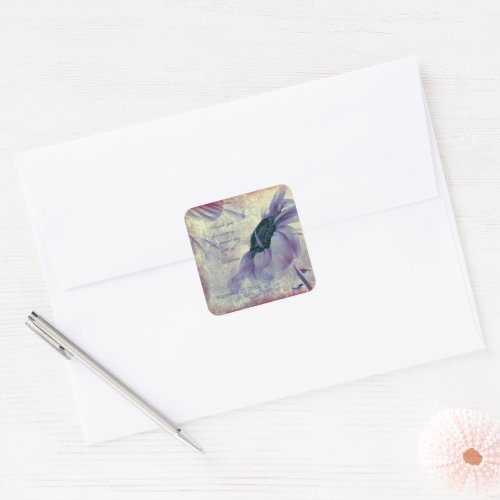 Rustic Purple Floral Sunflower Vintage Thank You Square Sticker