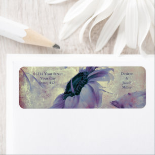 Rustic Purple Floral Sunflower Vintage Wedding Label