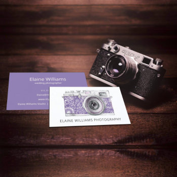 Rustic Purple Floral Vintage Camera Photographer  Business Card by MG_BusinessCards at Zazzle