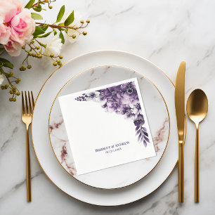 Rustic Purple Floral Wedding Napkins