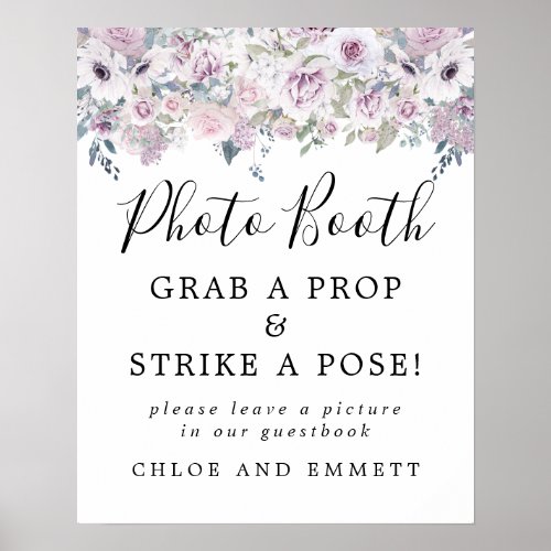 Rustic Purple Floral Wedding Photo Booth Sign
