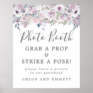 Rustic Purple Floral Wedding Photo Booth Sign