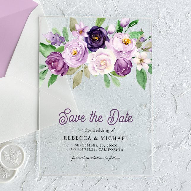 Rustic Purple Floral Wedding Save the Date (Creator Uploaded)