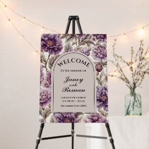 Rustic Purple Florals Vintage Wedding Foam Board