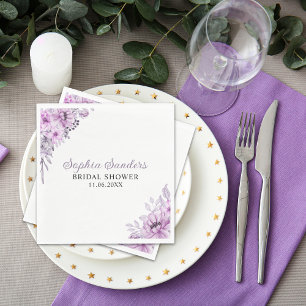 Rustic Purple Flower Bridal Shower Celebration Napkins