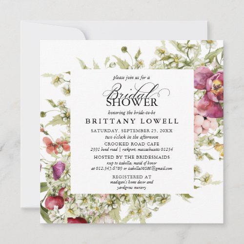 Rustic Purple Flower White Daisy Bridal Shower Invitation