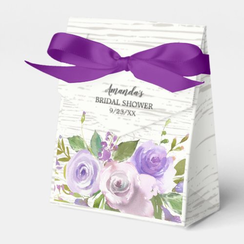 Rustic Purple Flowers Bridal  Shower Favor Box