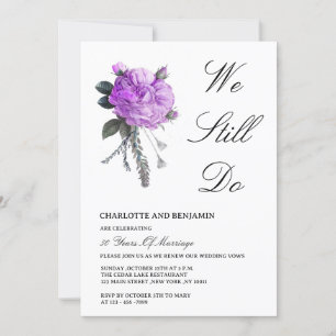 Rustic Purple French Rose & Peony Vow Renewal Invitation