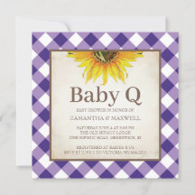 Rustic Purple Gingham Checker Baby Shower