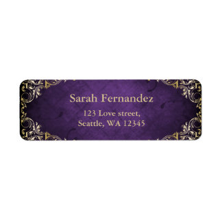 rustic Purple gold frame label