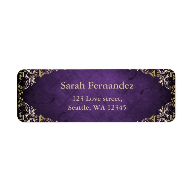 rustic Purple gold frame label (Front)