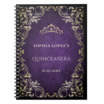 Rustic Purple Gold Princess Tiara Quinceanera    Notebook