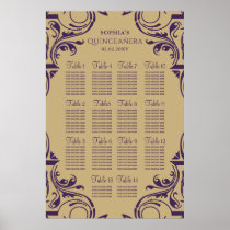 Rustic Purple Gold seating plan poster