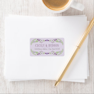 Rustic Purple Green Floral Wedding Return Address Label