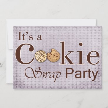 rustic purple Holiday Cookie swap party invitation