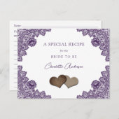Rustic Purple Lace Bridal Shower Recipe Card (Front/Back)