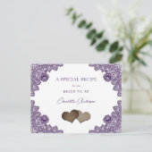 Rustic Purple Lace Bridal Shower Recipe Card (Standing Front)