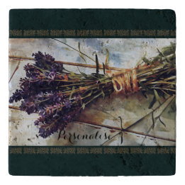 Rustic Purple Lavender Cottagecore Green Stone Trivet