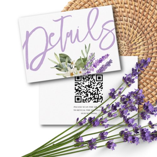 Rustic Purple Lavender  Foliage  Wedding Details Enclosure Card