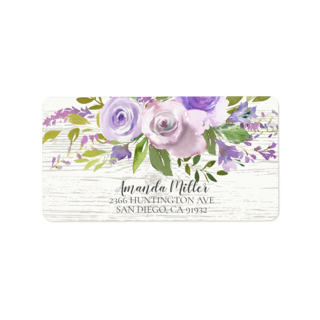 Rustic Purple Lavender Return Address Label (Front)
