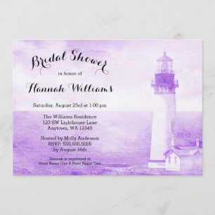 Rustic Purple Lighthouse Bridal Shower Invitation