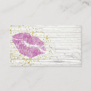 Rustic Purple Lips Business Card Template