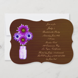 Rustic Purple Mason Jar Bachelorette Party Invite