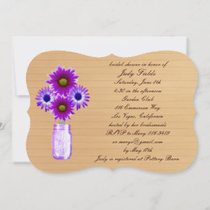 Rustic Purple Mason Jar Bridal Shower Invitation