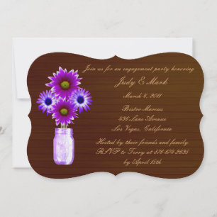 Rustic Purple Mason Jar Engagement Party Invite