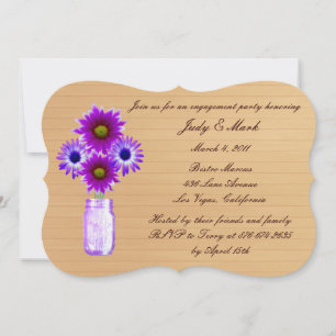 Rustic Purple Mason Jar Engagement Party Invite