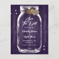 Rustic Purple Mason Jar Fall Wedding Save The Date