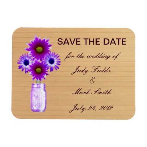 Rustic Purple Mason Jar Save The Date Magnet