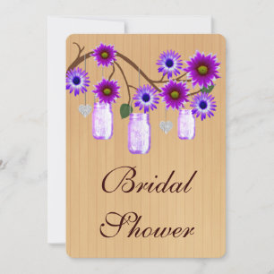 Rustic Purple Mason Jars Bridal Shower Invitation