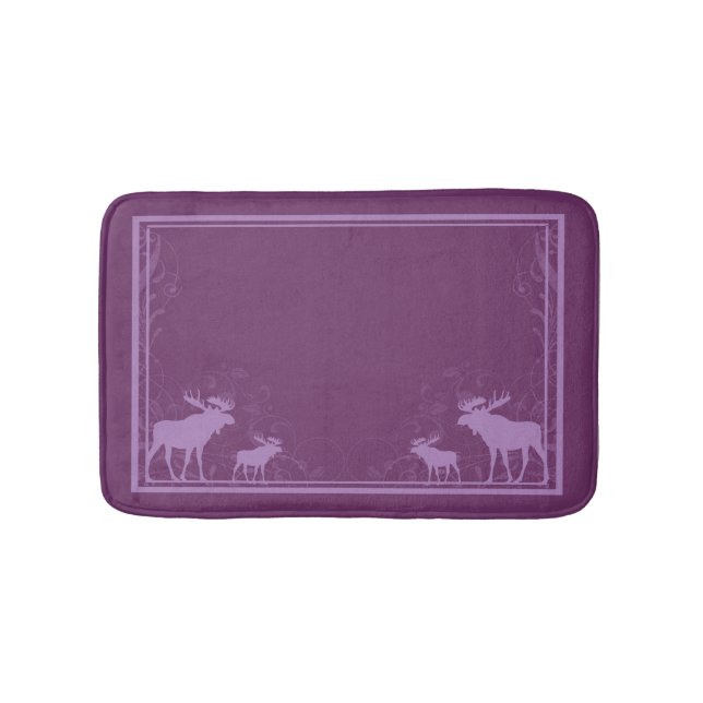 Rustic purple moose swirl memory foam bath mat (Front)